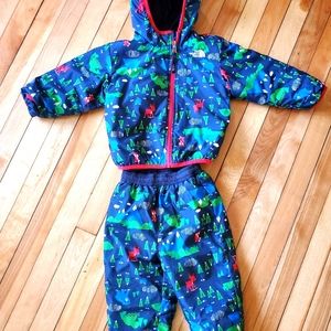 Kids reversible north face snow suit size 1-2